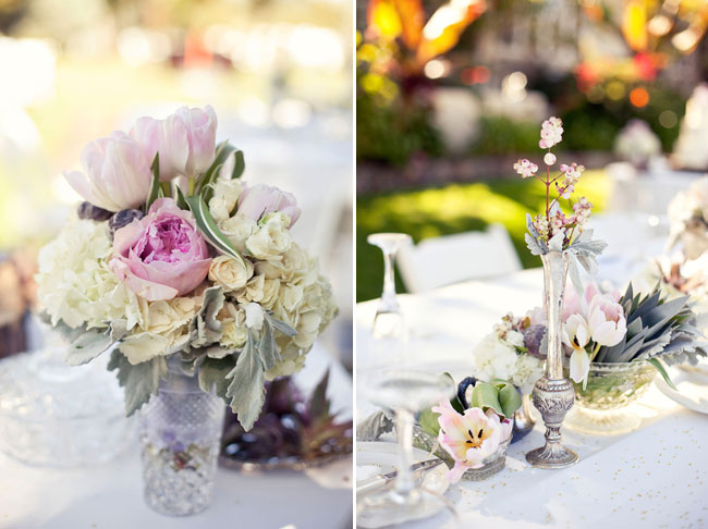 ivory and lavender wedding centerpiece