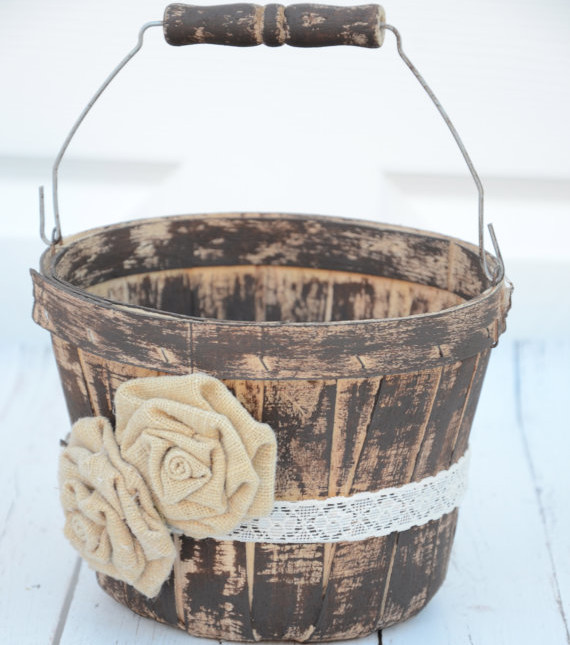 flower girl wood bucket