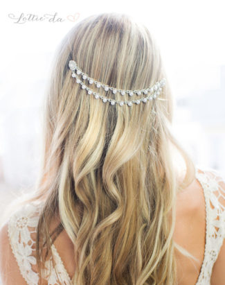 Silver Pearl Bridal Hair Chain