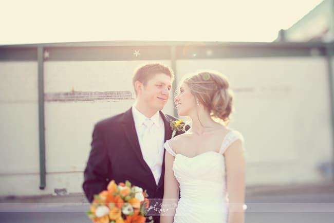 couple at sunset – bride in birdcage veil