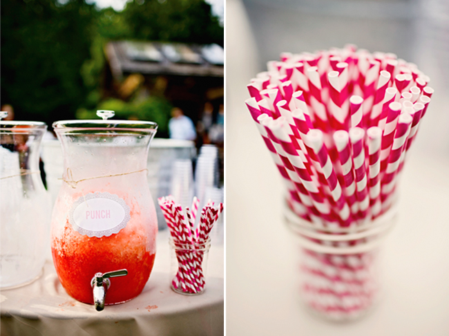 punch pitcher with red twirly straws