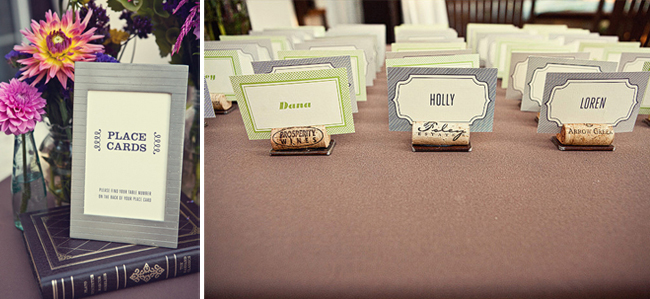 Eggplant and Espresson wedding place cards for Anvil Vineyard & Ranch reception