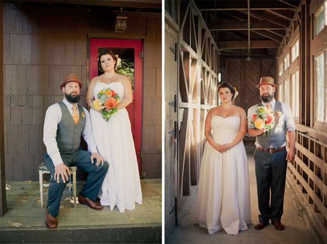 bride and groom pose at Rancho Wikiup