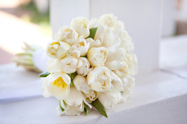 White tulip wedding bouquet