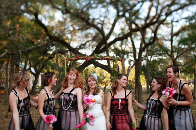 Budget Backyard wedding bridesmaids