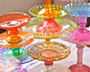 colorful cake stands