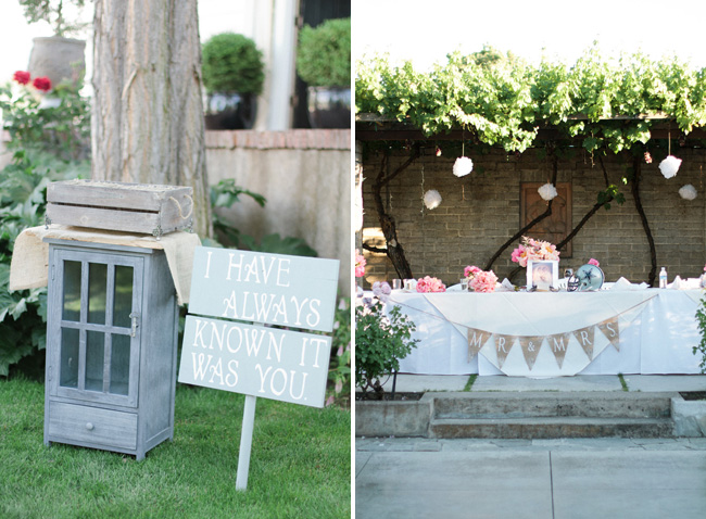 Outdoor frniture and table at colored peony wedding
