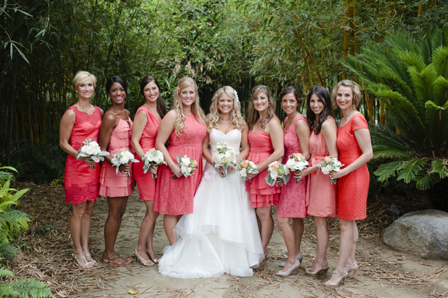 coral rose bridesmaid dresses