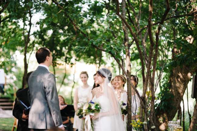 Bride and groom outdoor ceremony