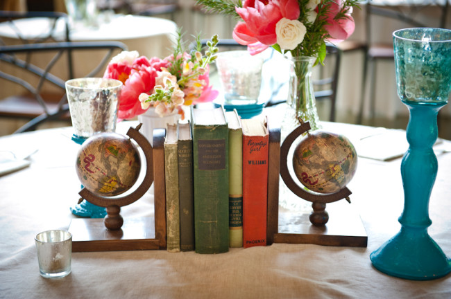 old books as wedding centerpieces