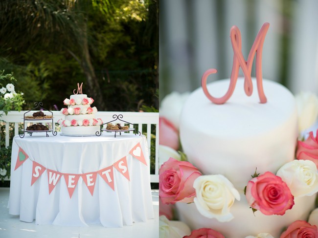 Dessert table with a bunting banner labeled with "Sweets"