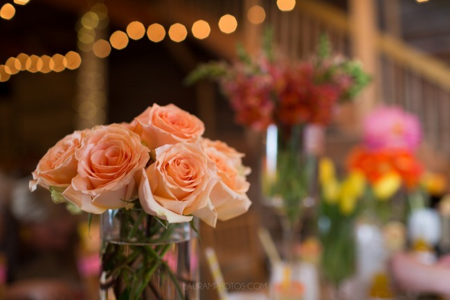 pink roses in glass vase