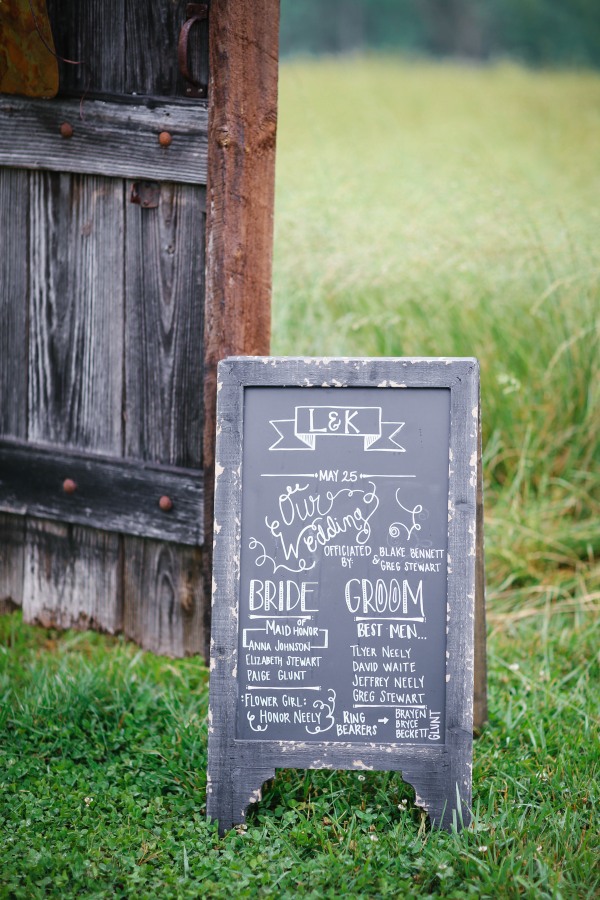 32 Chalkboard wedding sign at Lindsey Plantation in Greer SC wedding