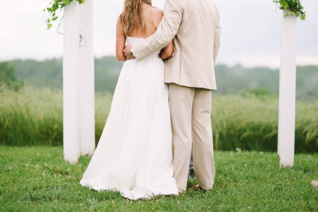 43 Bride and groom at altar during outdoor ceremony at Lindsey Plantation in Greer SC