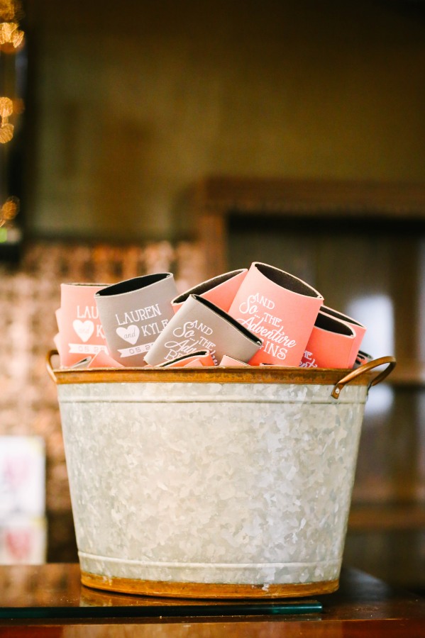 8 beer covers for wedding guests at Lindsey Plantation in Greer SC wedding