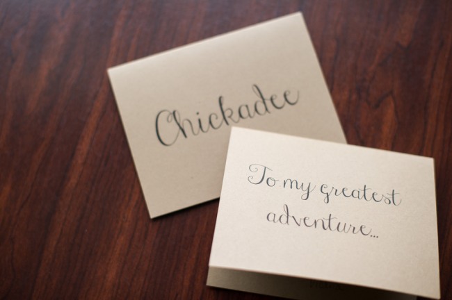 card that says, "To my greatest adventure..."