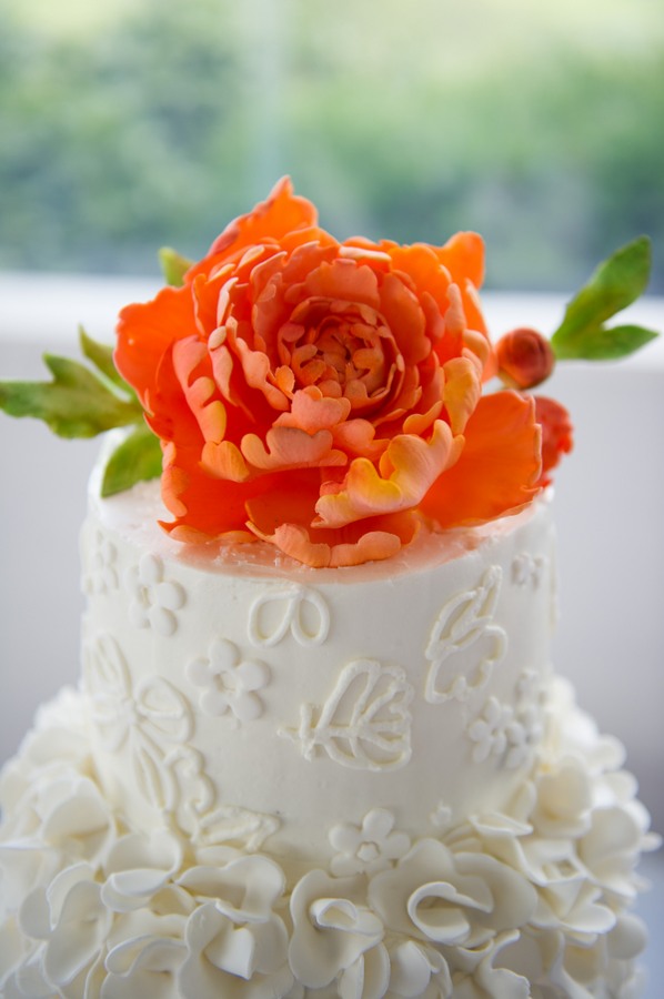 real orange flower cake topper