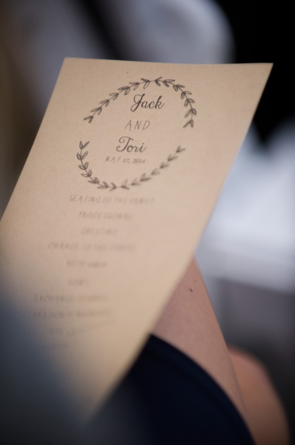 Jack and Tori wedding program