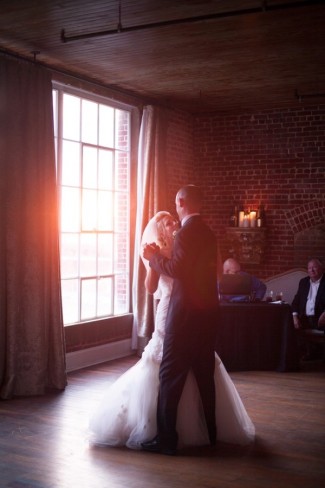 bride and groom dancing