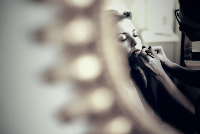 Bride getting her make up done for intimate florence wedding