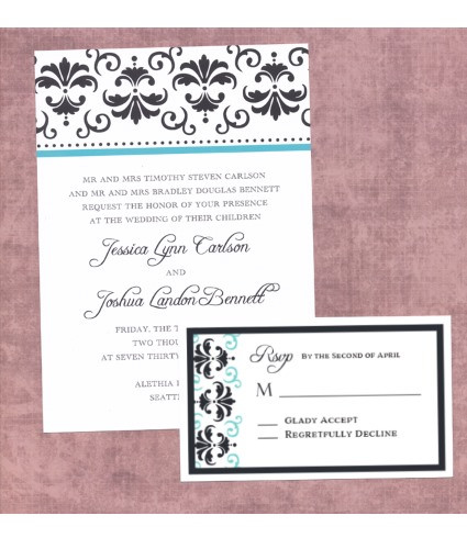 Damask invite and rsvp suite