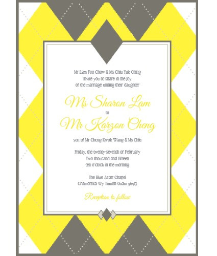 argyle wedding invitation sample