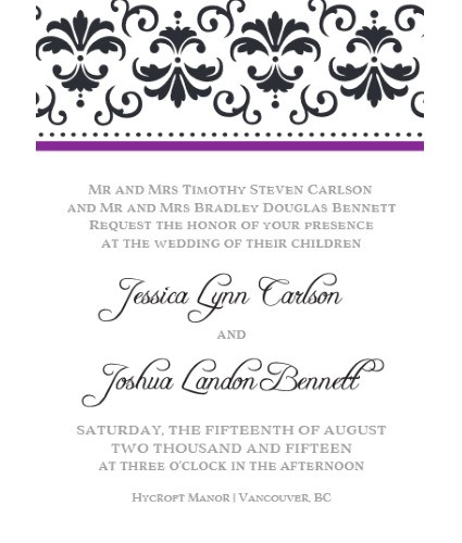 damask invite purple