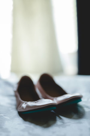 Tieks shoes on bed