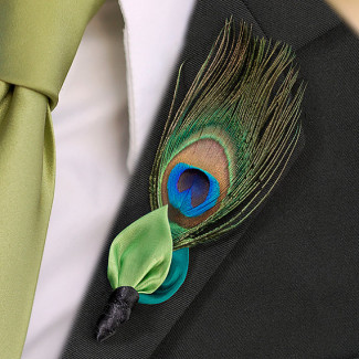 peacock feather boutonniere