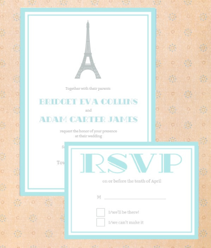 Paris Wedding Invitation Suite Free Printable Paris Eiffel Tower Wedding Suite Blue Invitation