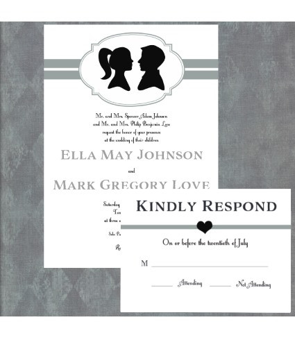 silhouette wedding invitation suite