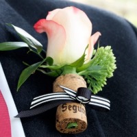 Champagne cork and rose boutonniere