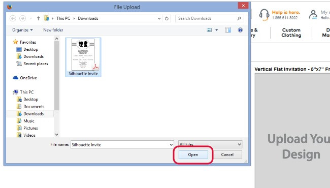 Upload PDF file to Vistaprint