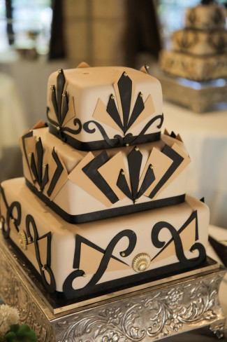 art deco square wedding cake