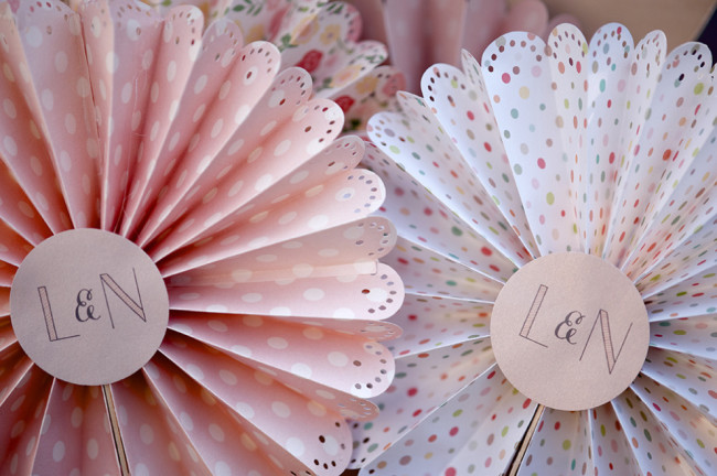 Paper pin wheels for wedding decor