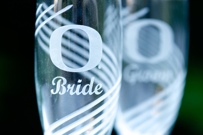 Bride and groom champagne glasses 