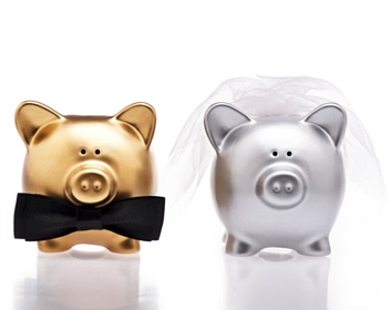 bride and groom piggy bank