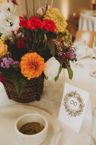 wedding reception Table number center piece created by wedding paper divas