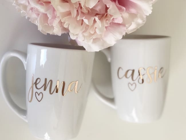 Rose gold bridesmaid coffee mugs for gift idea