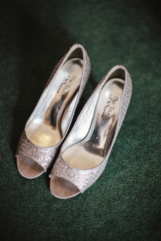 Silver peep toe bridal shoes 