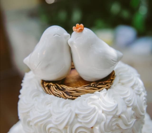 Love Birds and Roses Porcelain Cake Topper Figurine 
