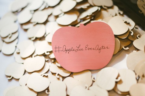 Apple shaped decor for wedding reception 