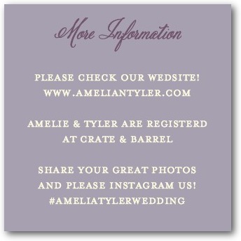 example wedding website enclosure card