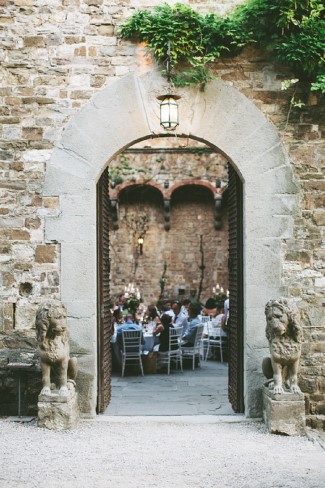 Italian outdoor wedding reception in Castle