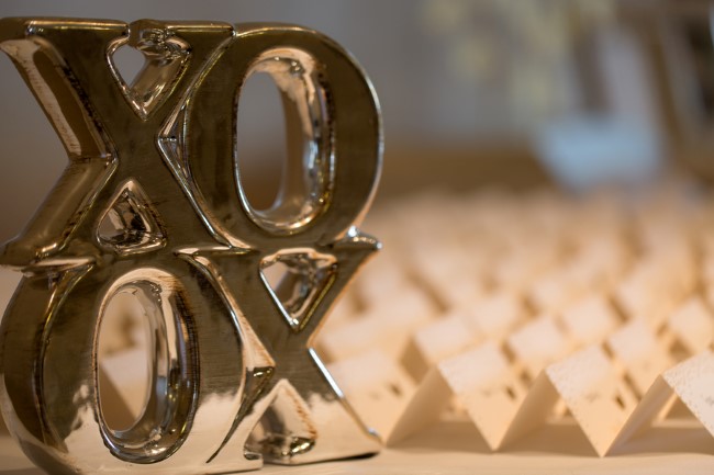 Gold XOOX sign for wedding reception decor