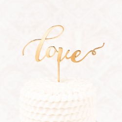 LOVE gold cake topper