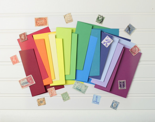 colorful peel and seal envelopes