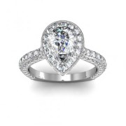PAVE PEAR SHAPED HALO ART DECO ENGAGEMENT RINGS