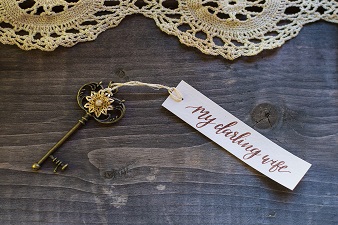 vintage key for downton abbey styled sheet for name place tag