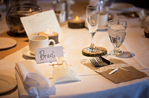 Rustic wedding reception place setting